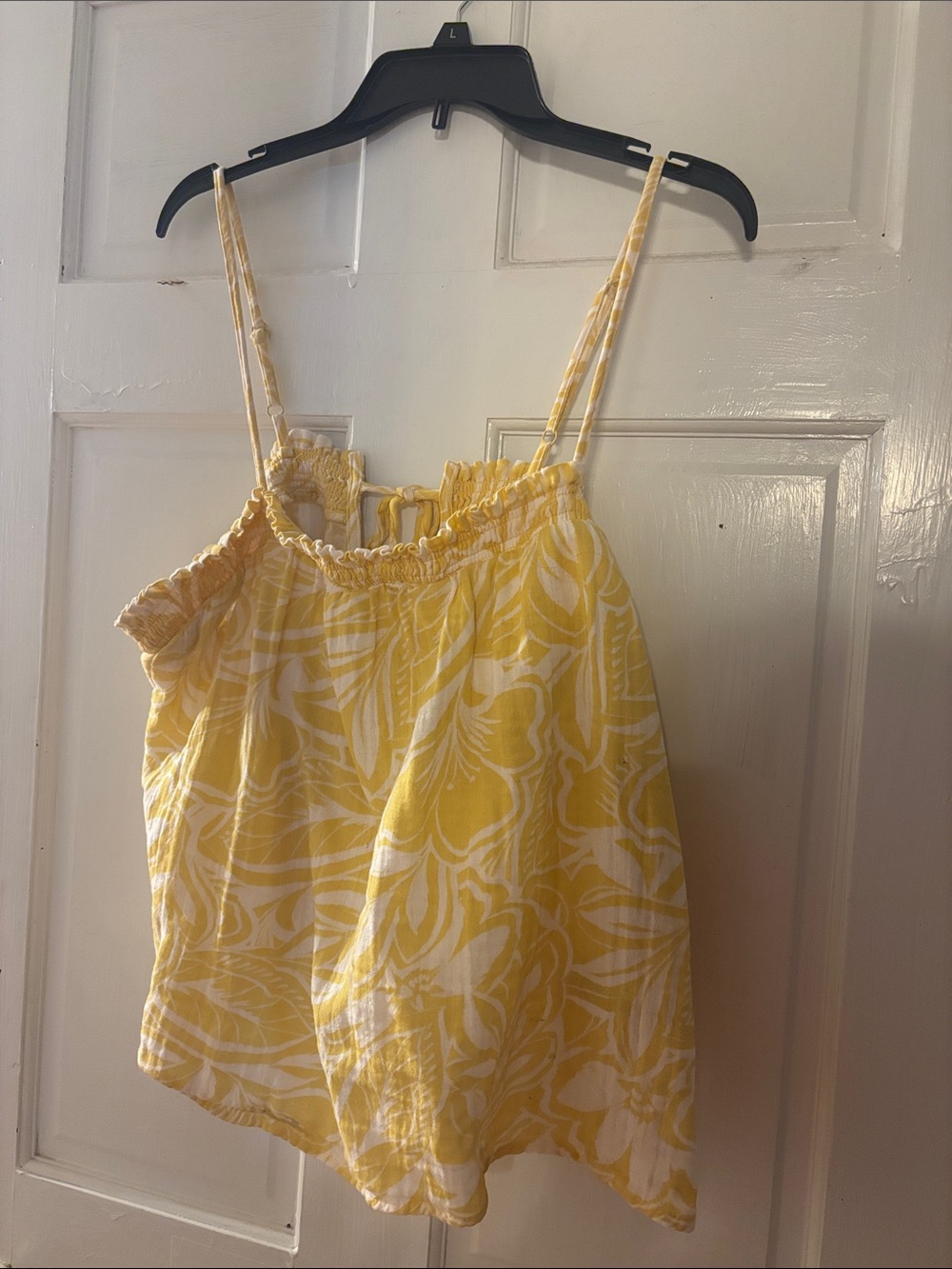 Old Navy Yellow and White Floral Smocked Camisole